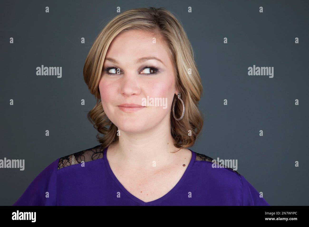 American actress currently appearing on WIGS, the No. 1-rated scripted  scripted channel on YouTube, Julia Stiles poses for a portrait, on Monday,  March 18, 2013 in New York. (Photo by Amy Sussman/Invision/AP