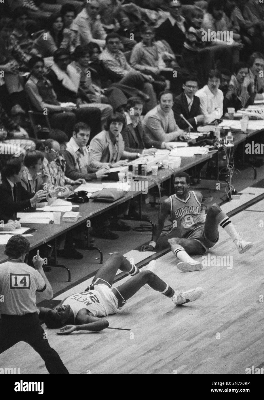 Sprawled Game New Jersey Net Bernard King is sprawled on the court as Buffalo Braves ...