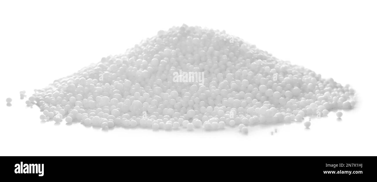 Pile of granular mineral fertilizer isolated on white Stock Photo