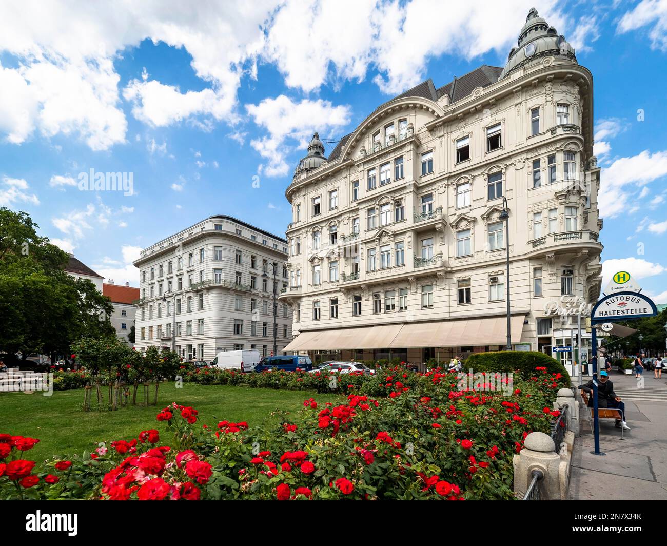 Old manor house with Viennese coffee, inner city, Vienna Austria Stock Photo
