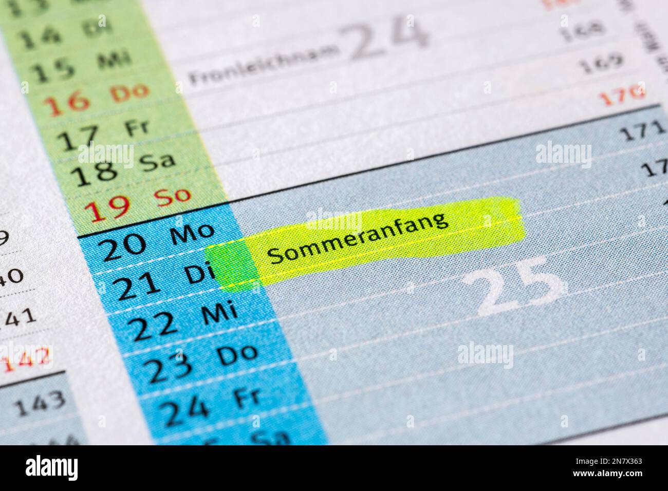 Appointment calendar, beginning of summer, Germany Stock Photo