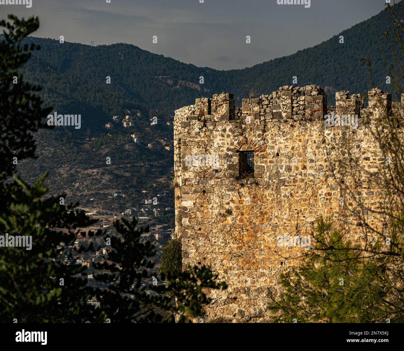 An aerial view of castle ruins in Alanya Stock Photo - Alamy