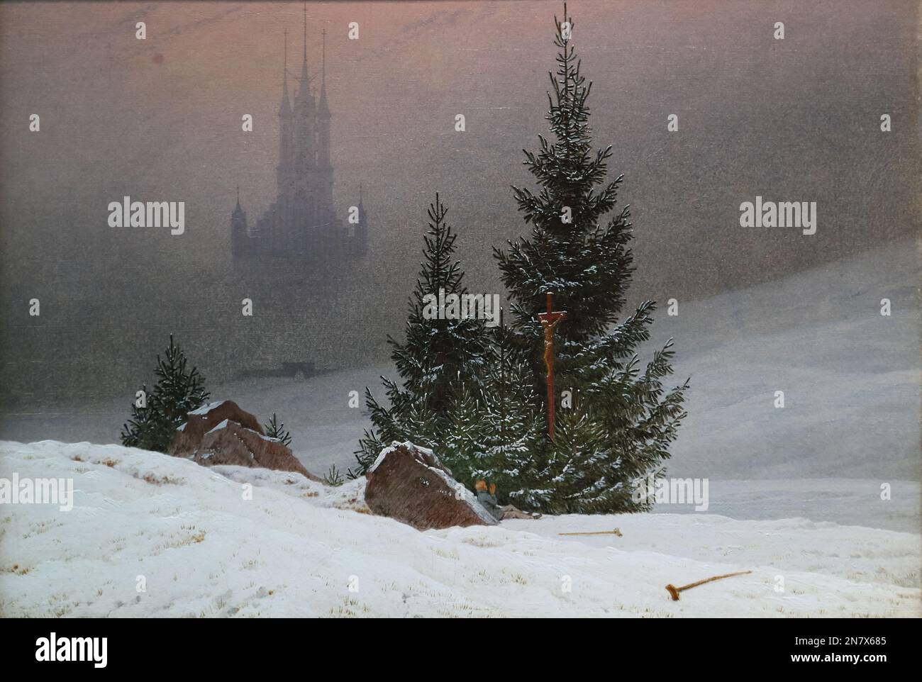 Winter Landscape by German Romantic painter Caspar David Friedrich at the National Gallery, London, UK Stock Photo