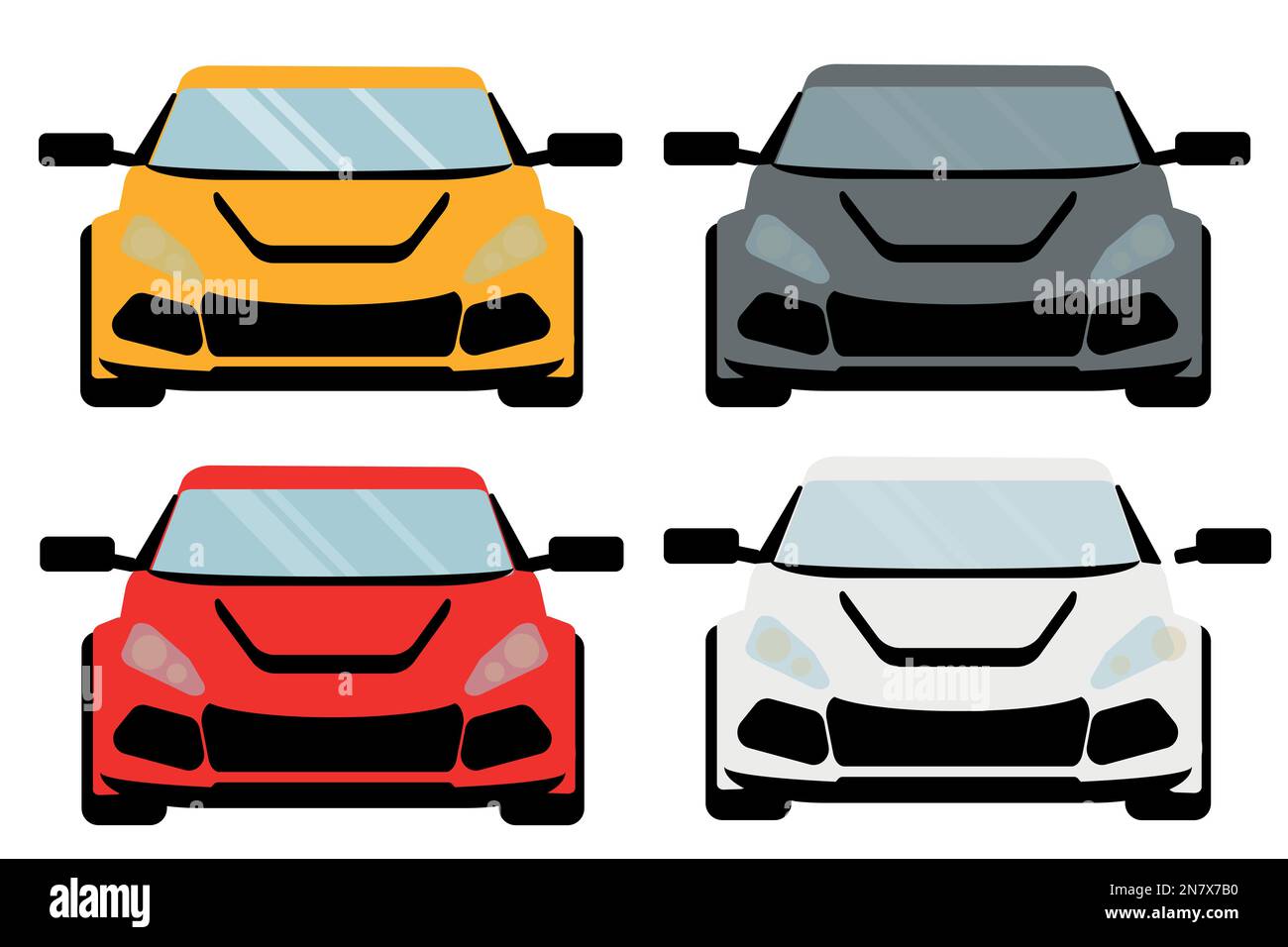 four sports cars on a white background red gray yellow and white vector