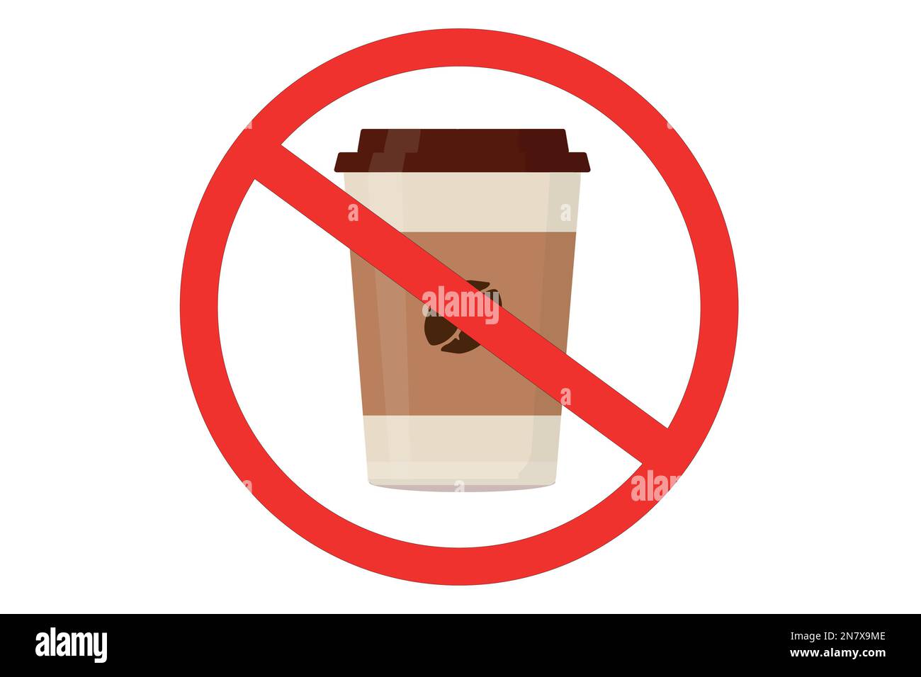 symbol sign prohibition to drink coffee drinks in a red circle Stock