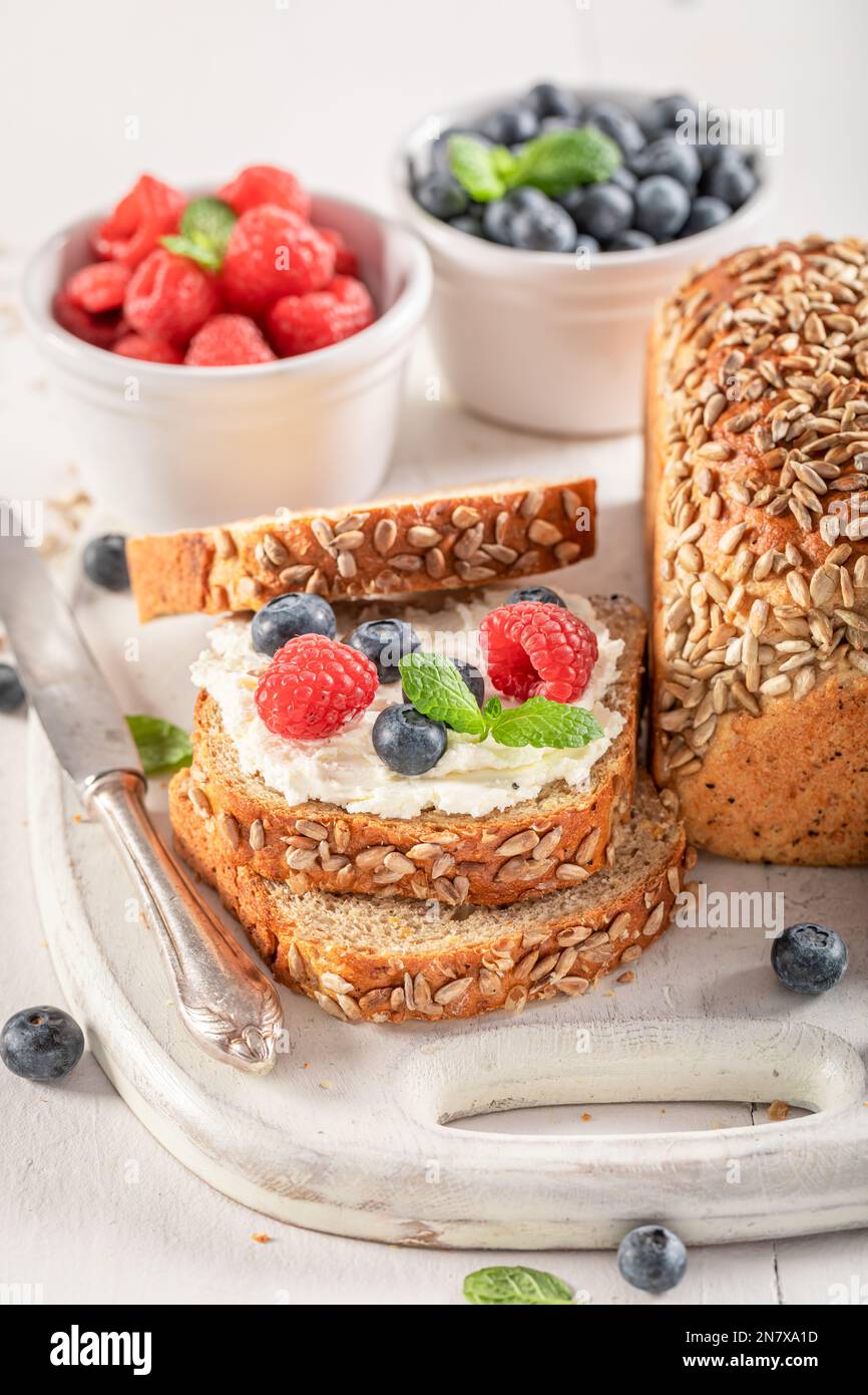 Healthy and sweet whole grain bread for healthy breakfast. Bread with
