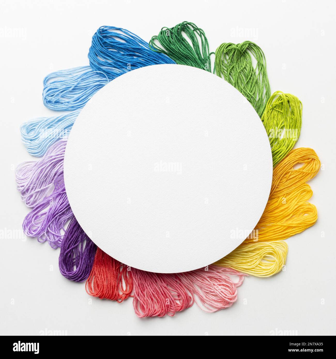 circular frame with colorful thread Stock Photo Alamy