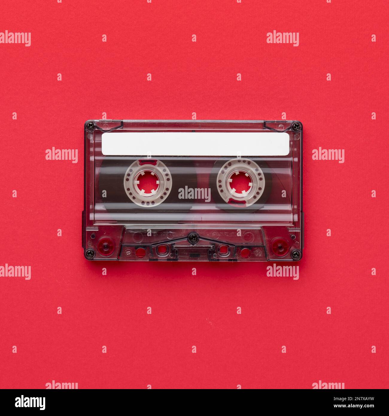 flat lay minimalist vintage cassette tape Stock Photo