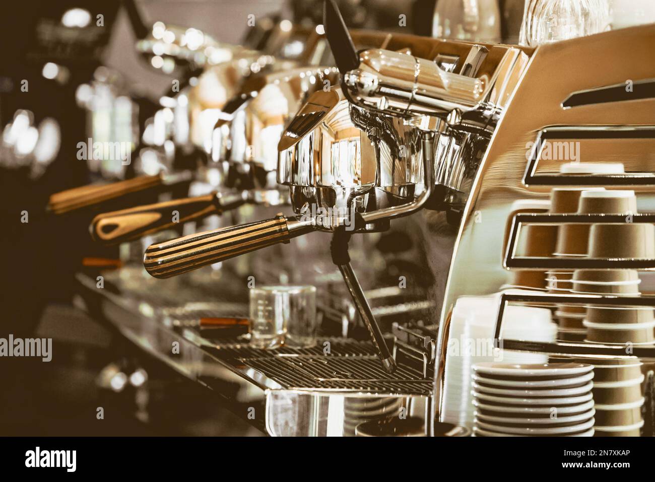 luxury elegant coffee machine. espresso machine beautiful image for cafe decoration Stock Photo