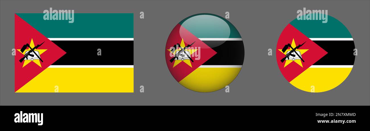 Mozambique Flag set collection Vector Stock Vector