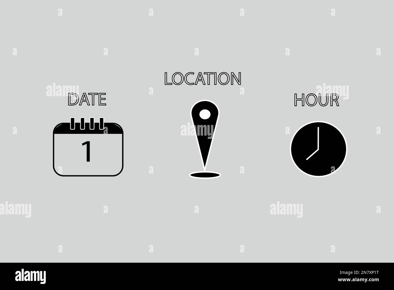 navigation calendar date and location and time icons Stock Vector Image