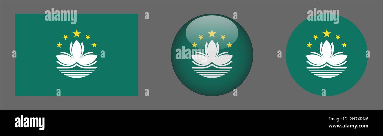 Macau Flag set collection Vector Stock Vector