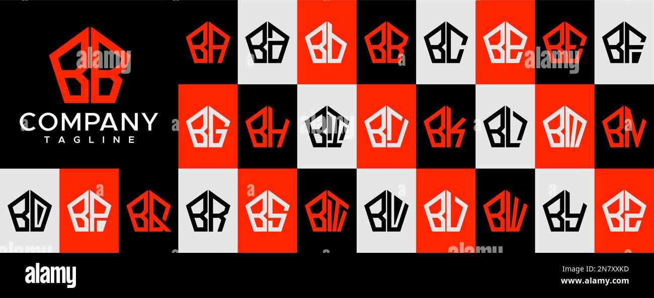 Abstract pentagon letter B logo design vector. Line polygonal BB B letter logo. Stock Vector