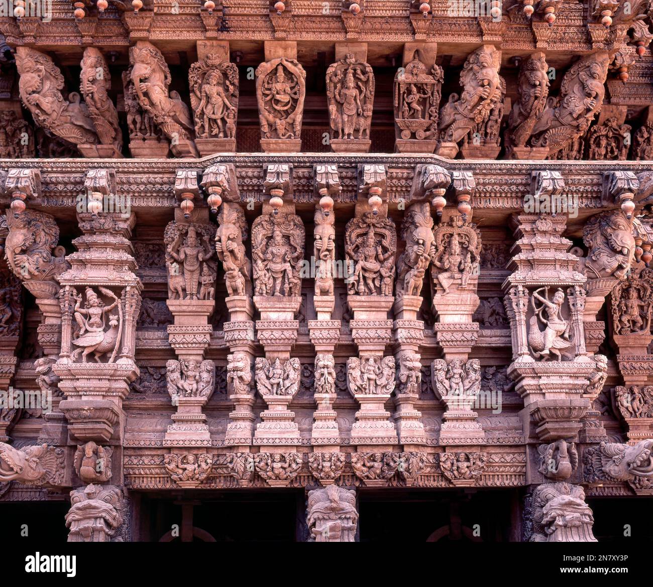 350 years old wood carvings in a temple chariot in Madurai, Tamil Nadu