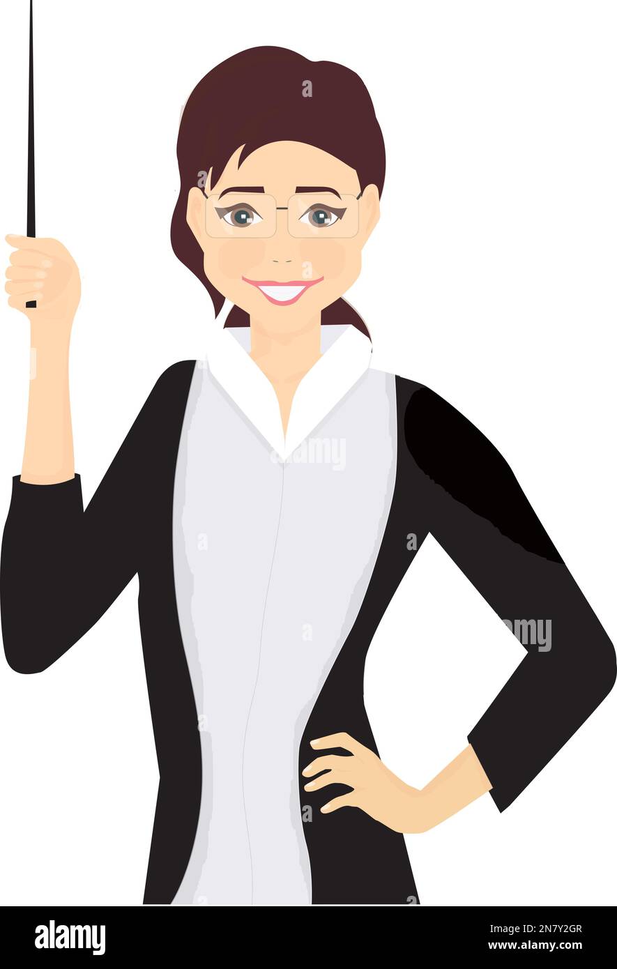 woman in a jacket with glasses and  pointer Stock Vector