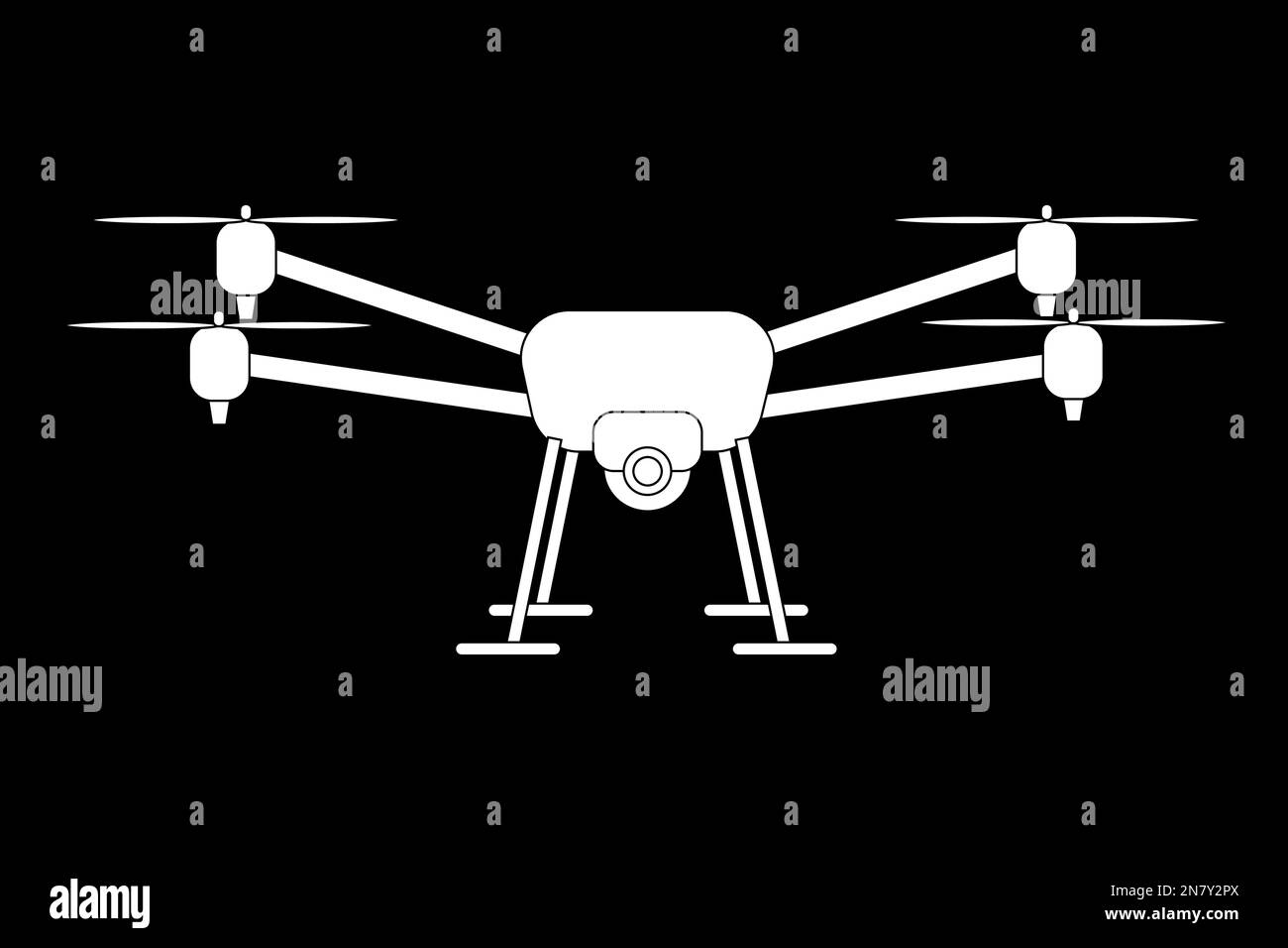 mail delivery drones quadcopters with camera on background Stock Vector
