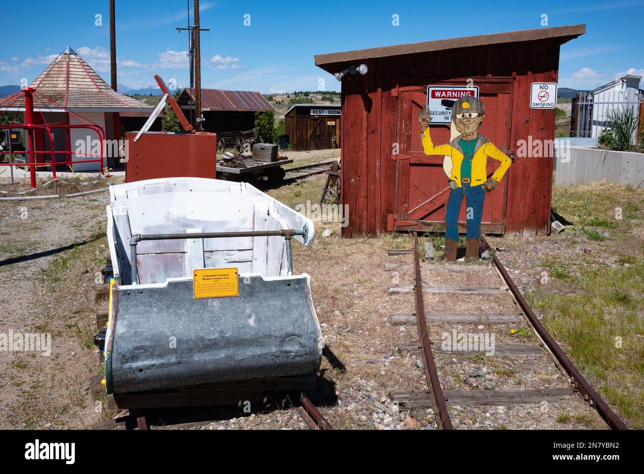 Butte, MT, USA - Jun 30, 2022: The World Museum of Mining tourist can explore the mine Orphan Girl, and a reconstructed a mining Boomtown called “Hell Stock Photo