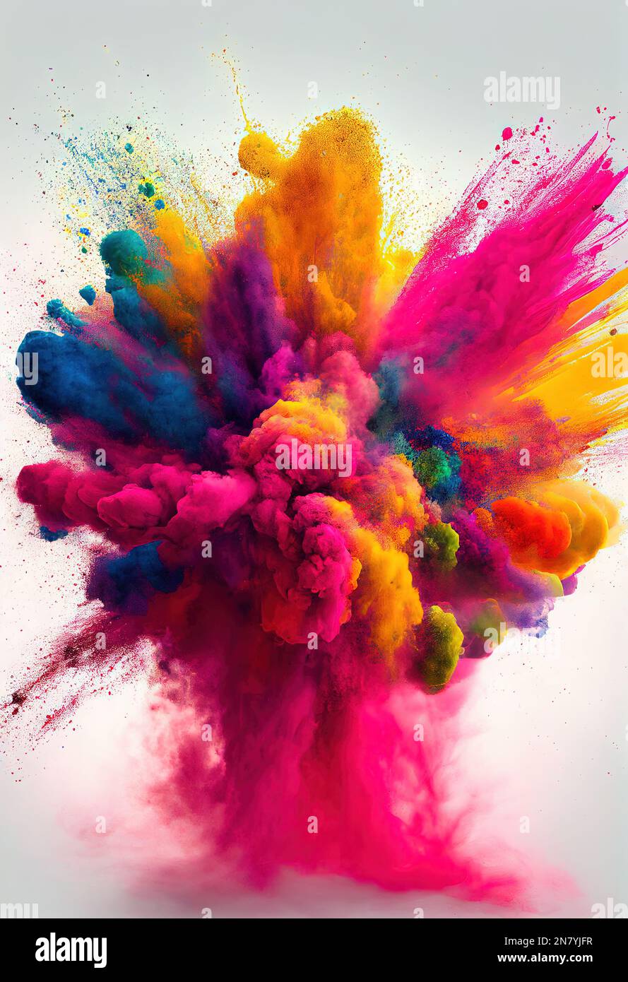The colorful powder explosion on a white background Stock Photo - Alamy