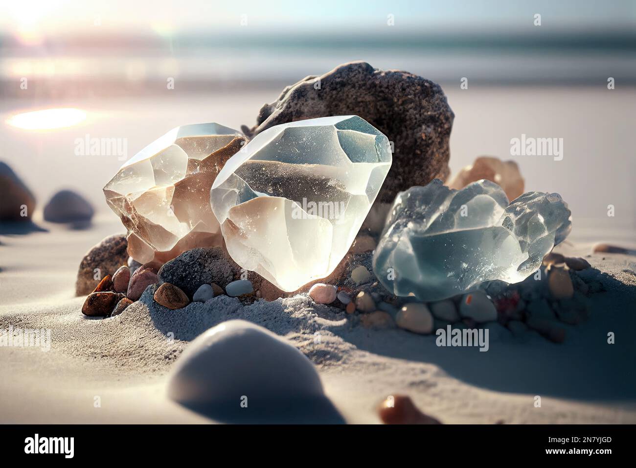 A composition of healing crystals, quartz and other minerals Stock