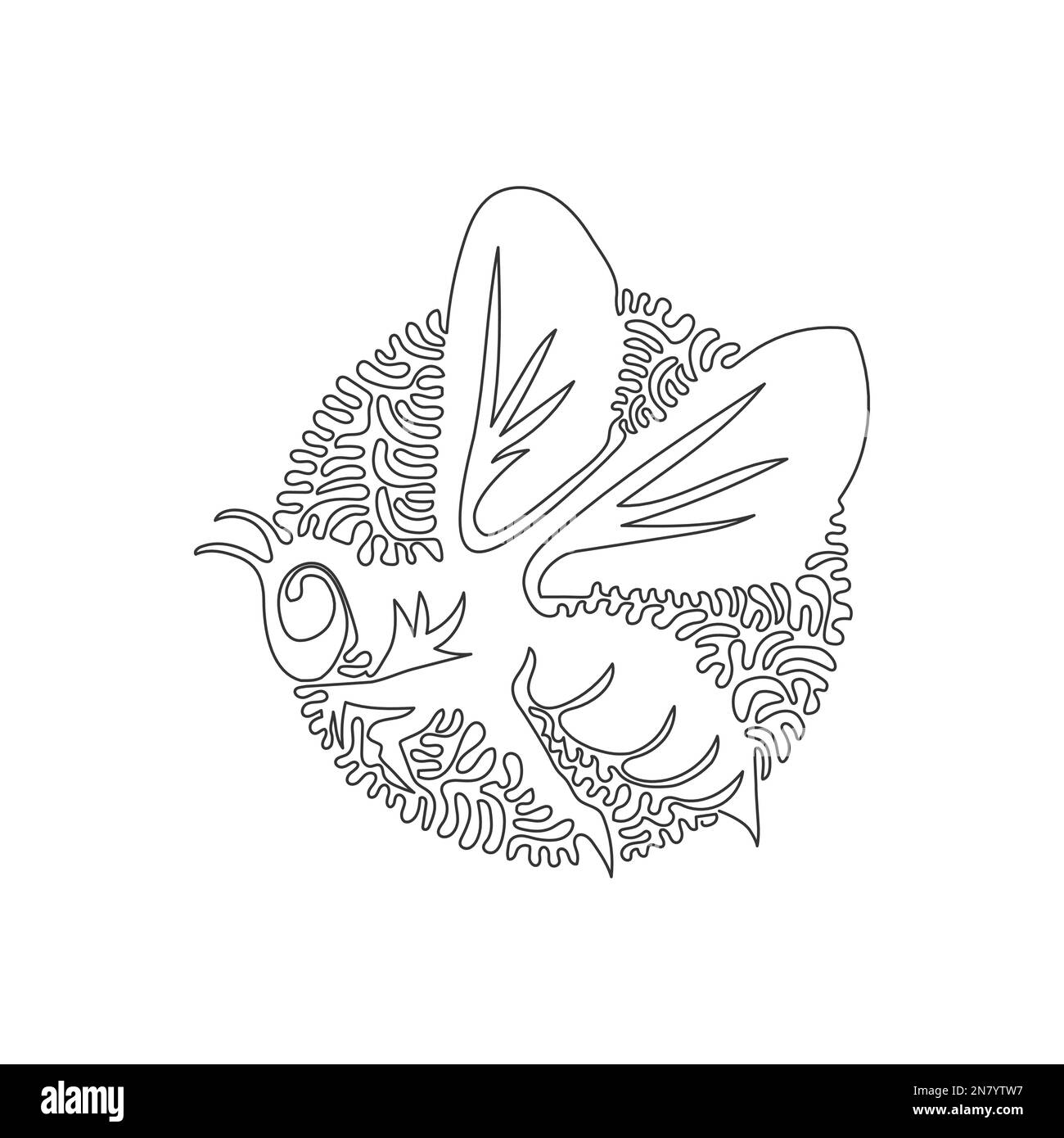 Continuous curve one line drawing of flying bee abstract art. Single line editable stroke vector illustration of fabulous bumblebees for logo Stock Vector