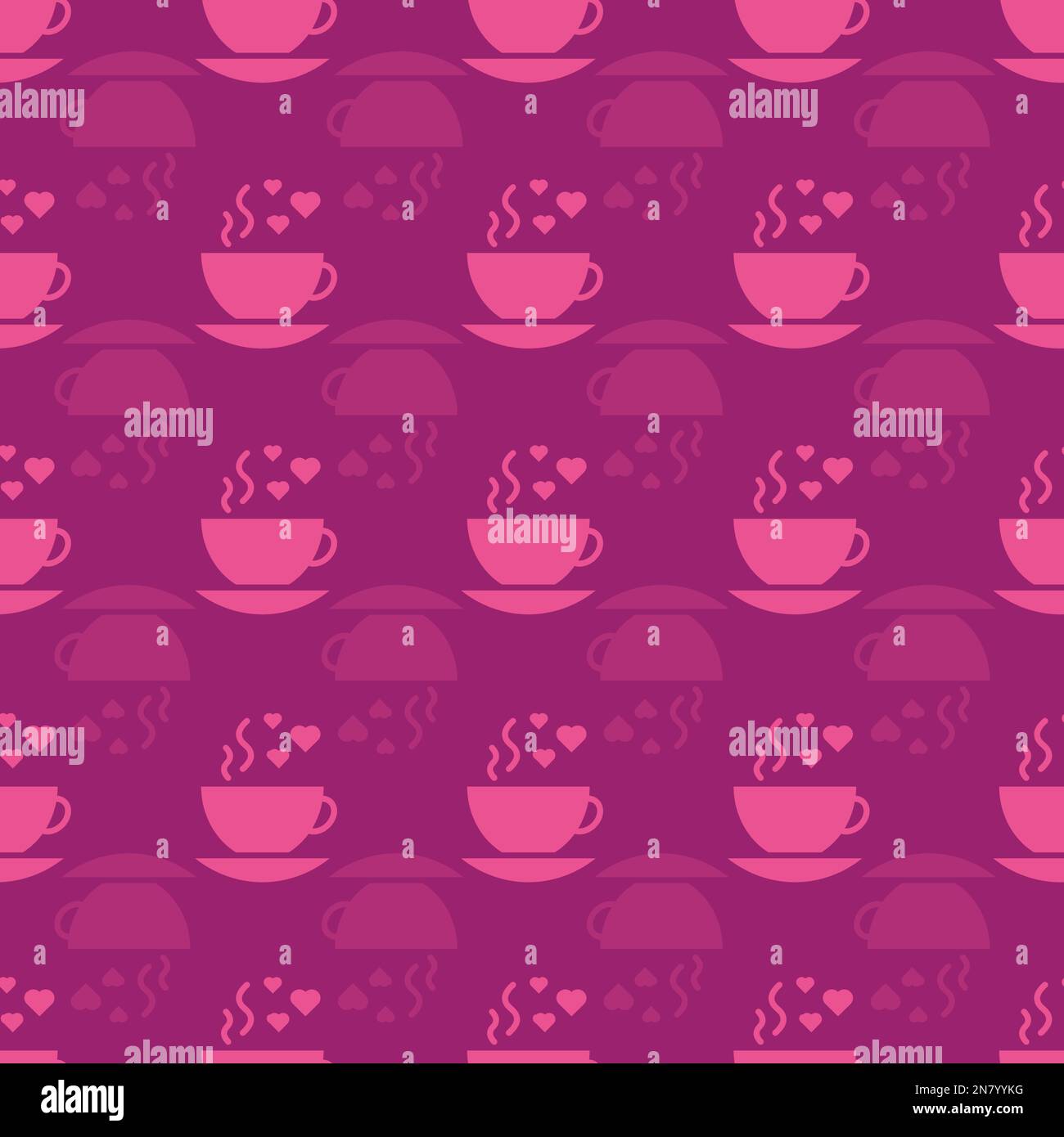 Pink Teacups Valentines Day Vector Repeat Pattern Background Stock Vector