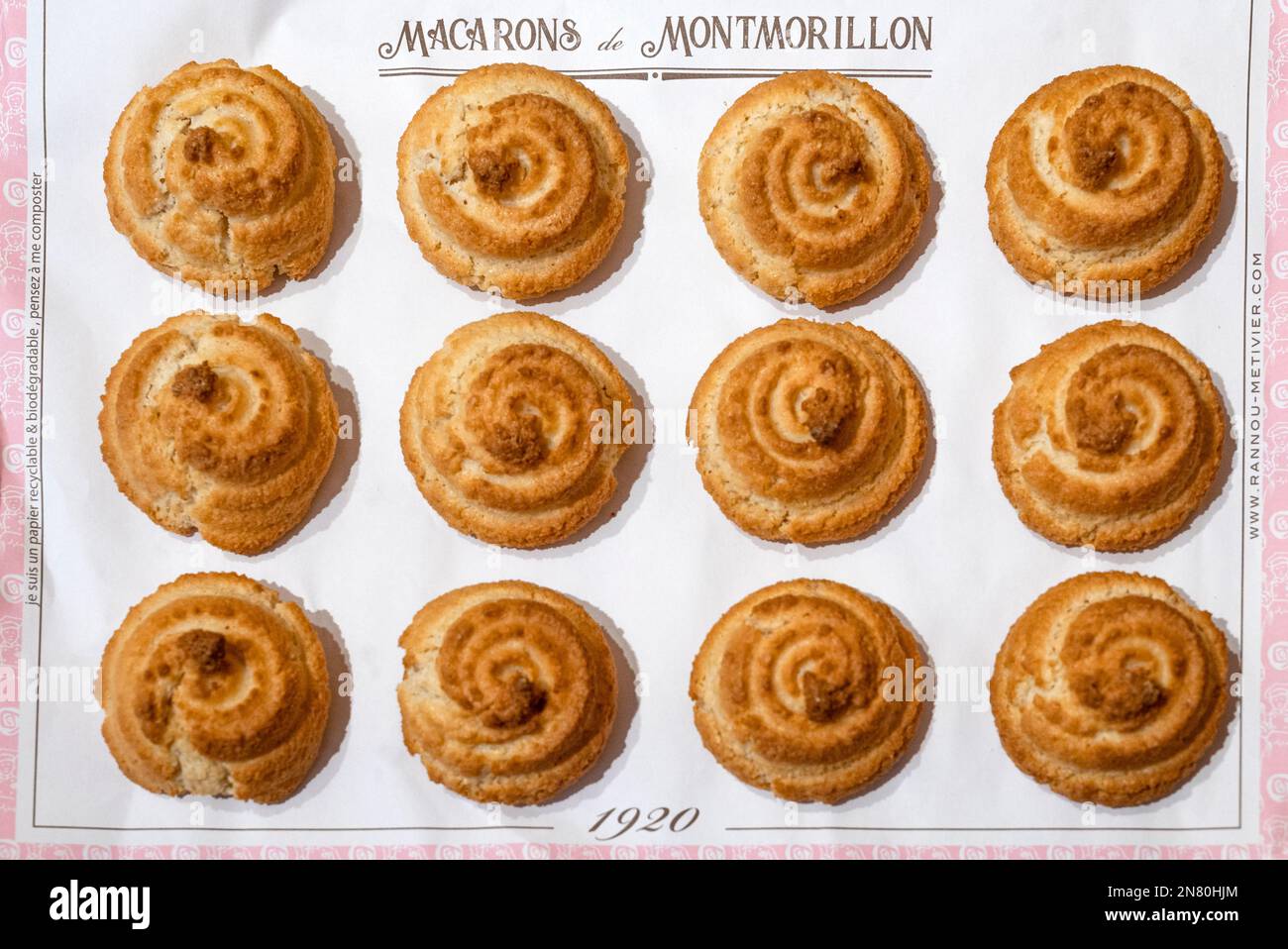 The Macaron de Montmorillon, a type of macaron biscuits typical of Montmorillon in the Poitou of France Stock Photo