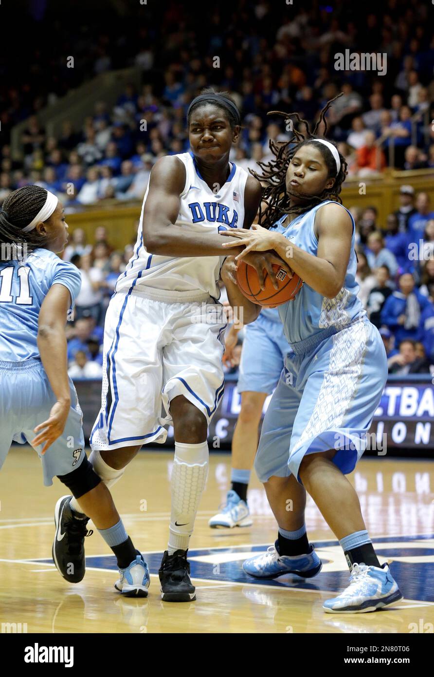 Duke's Elizabeth Williams, left, and North Carolina's Tierra Ruffin ...