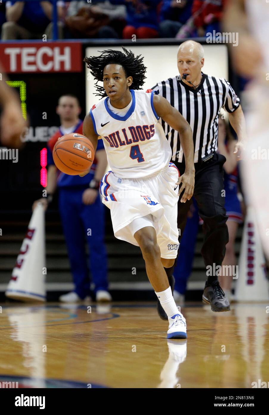 Louisiana Tech guard Smith (4) runs downcourt during the first