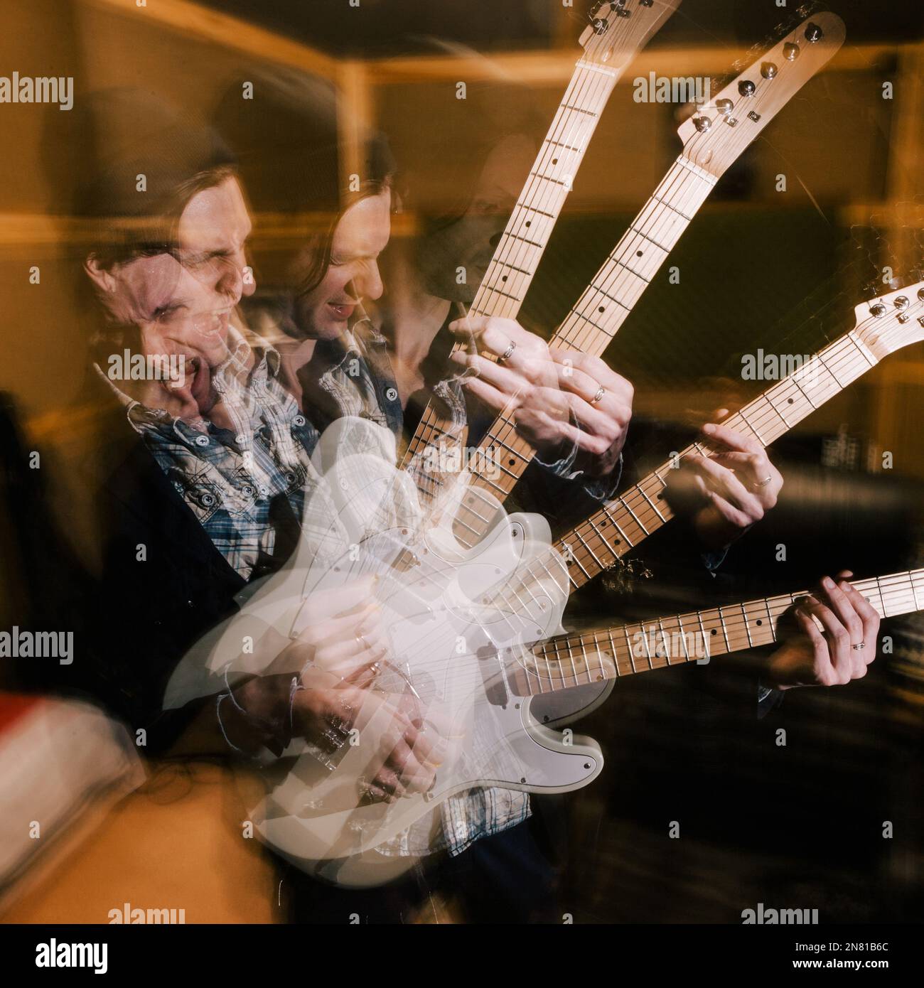 Aggressive heavy music. Male guitarist portrait Stock Photo Alamy