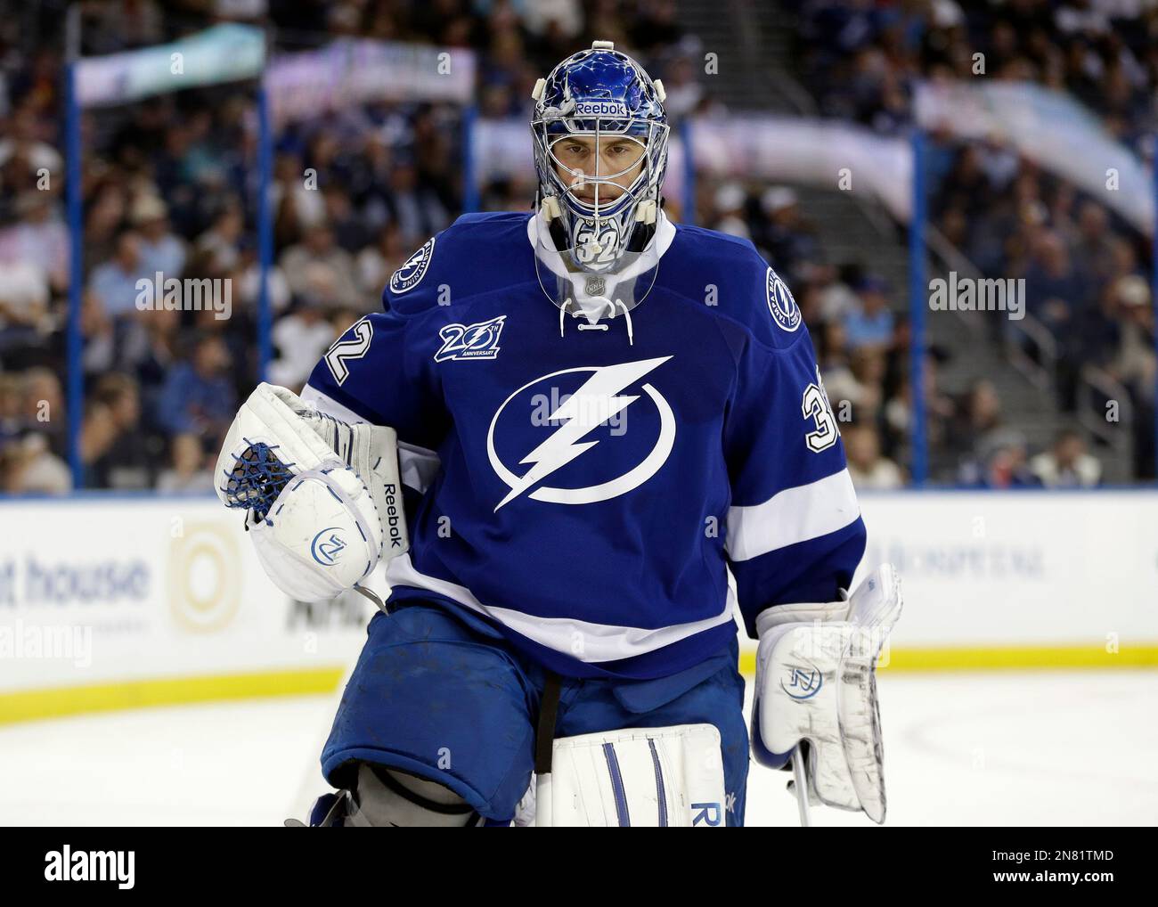 Tampa Bay Lightning goalie Mathieu Garon (32) against the Buffalo