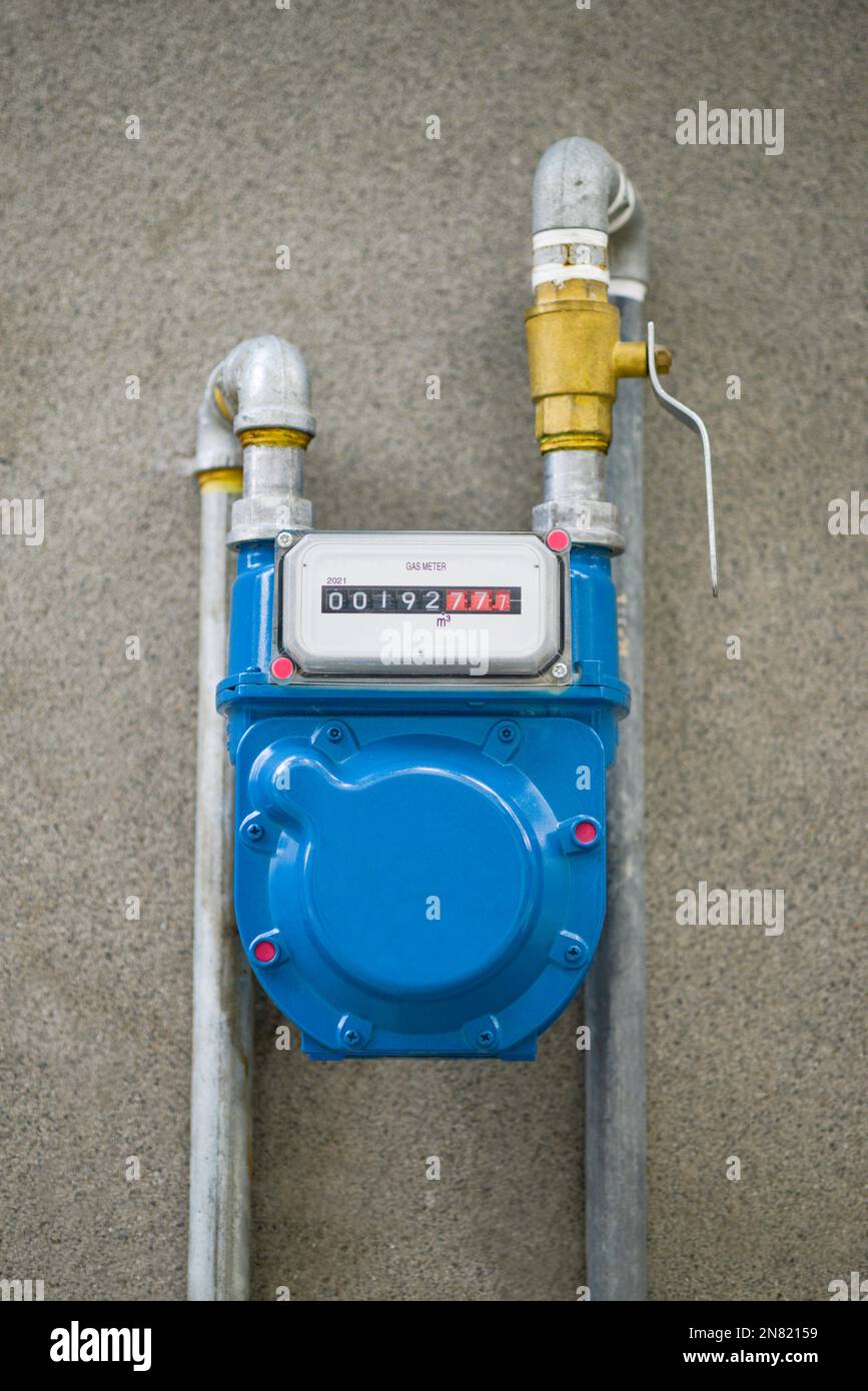Residential natural gas meter measuring gas consumption Stock Photo Alamy