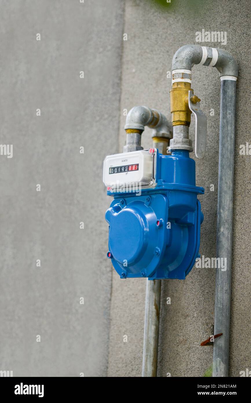 Residential natural gas meter measuring gas consumption Stock Photo Alamy