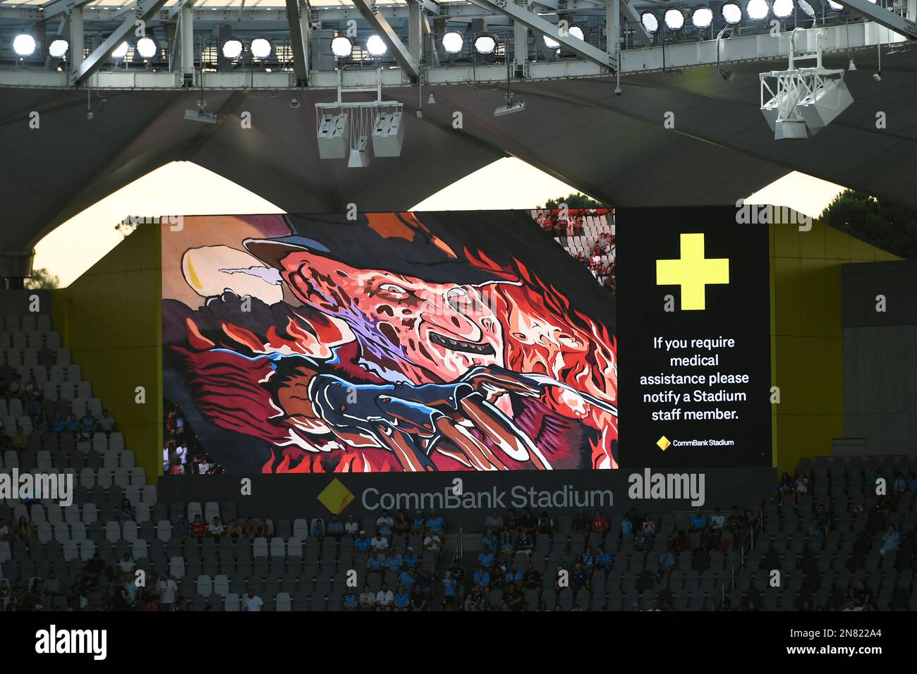 11th February 2023;  CommBank Stadium, Sydney, NSW, Australia: A-League Football, Western Sydney Wanderers versus Sydney FC; the Western Sydney tifo is displayed before the kick off Credit: Action Plus Sports Images/Alamy Live News Stock Photo