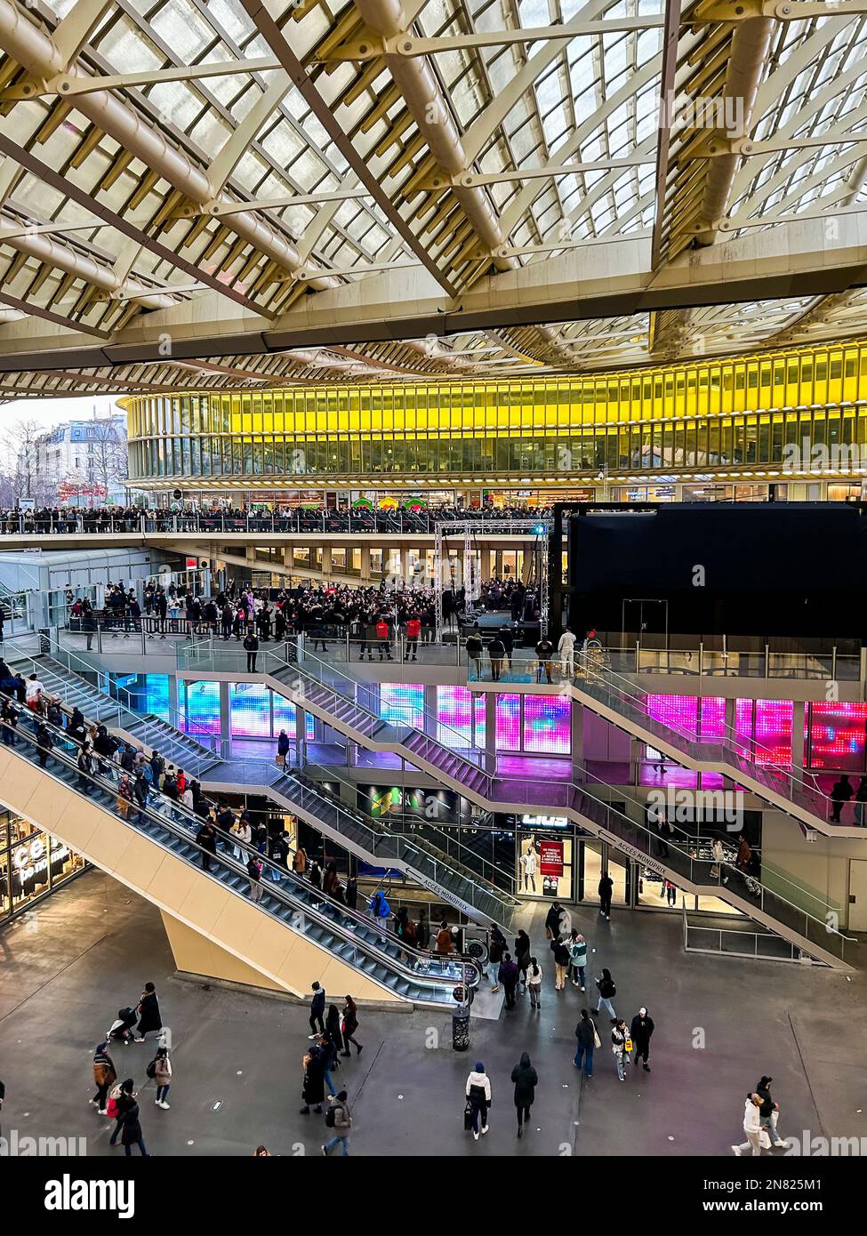 Paris, France, Crowd People, inside French Commercial Center, the Forum ...
