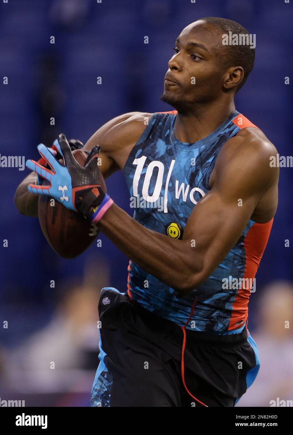 Eastern Kentucky receiver Tyrone Goard runs a drill during the NFL ...