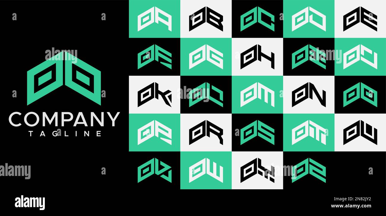 Upward arrow letter O logo design template set. Abstract line OO O ...