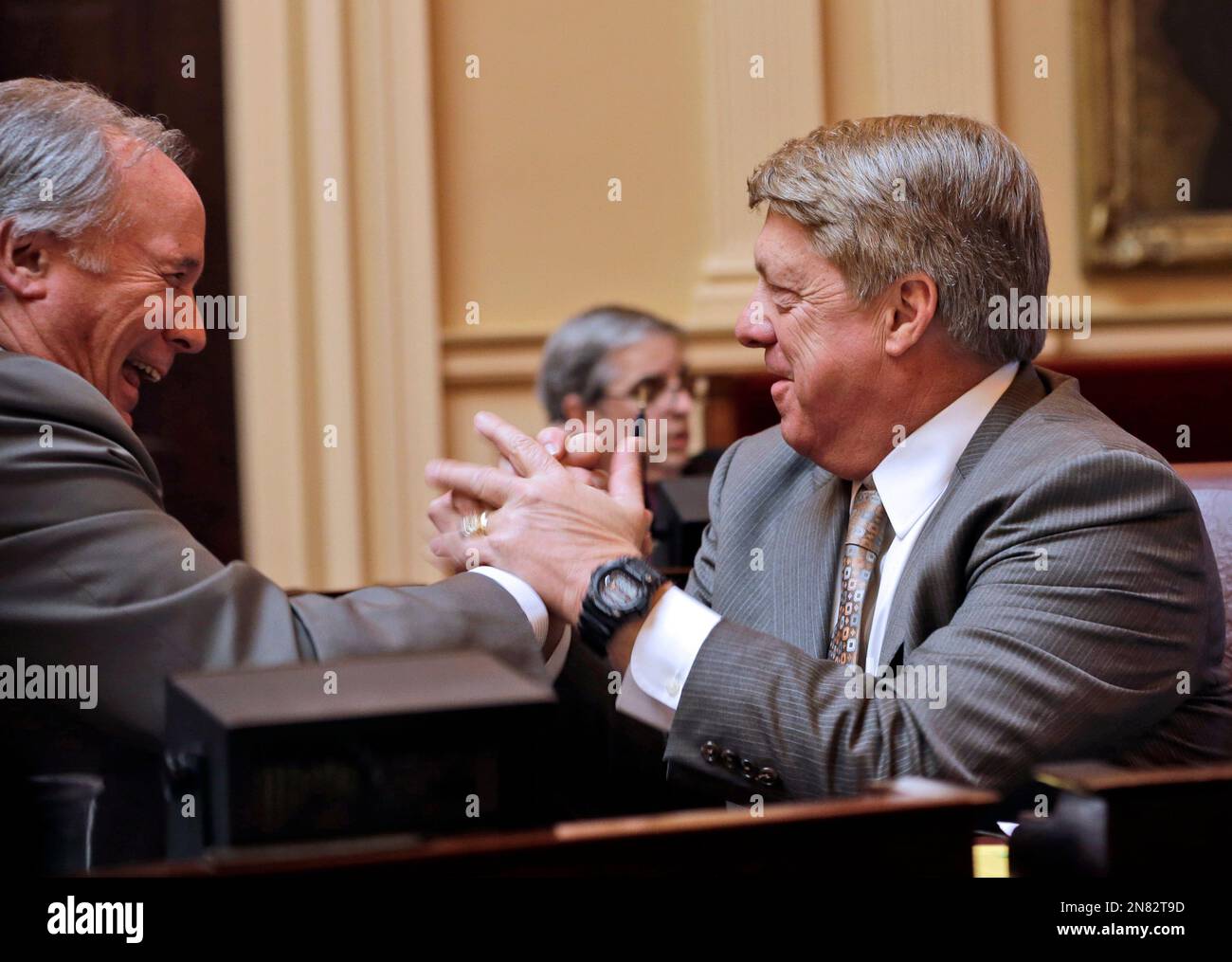 State Sen. John Watkins, RPowhatan, left, and Sen. Frank Wagner, R