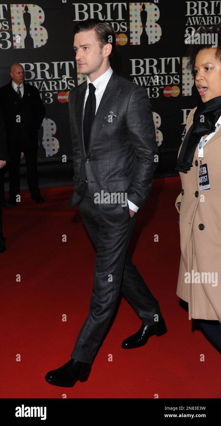 Justin Timberlake on the red carpet at the BRIT Awards 2013