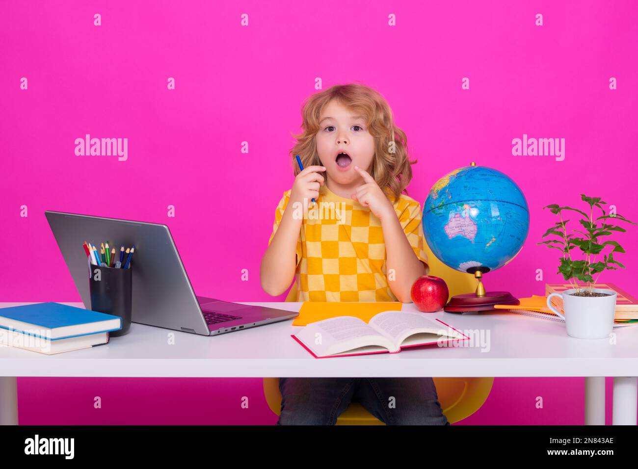 School kids. Child from elementary school. Pupil go study. Clever ...