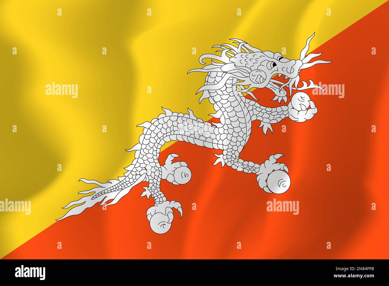 Bhutan Waved Flag Illustration Vector Stock Vector Image & Art - Alamy