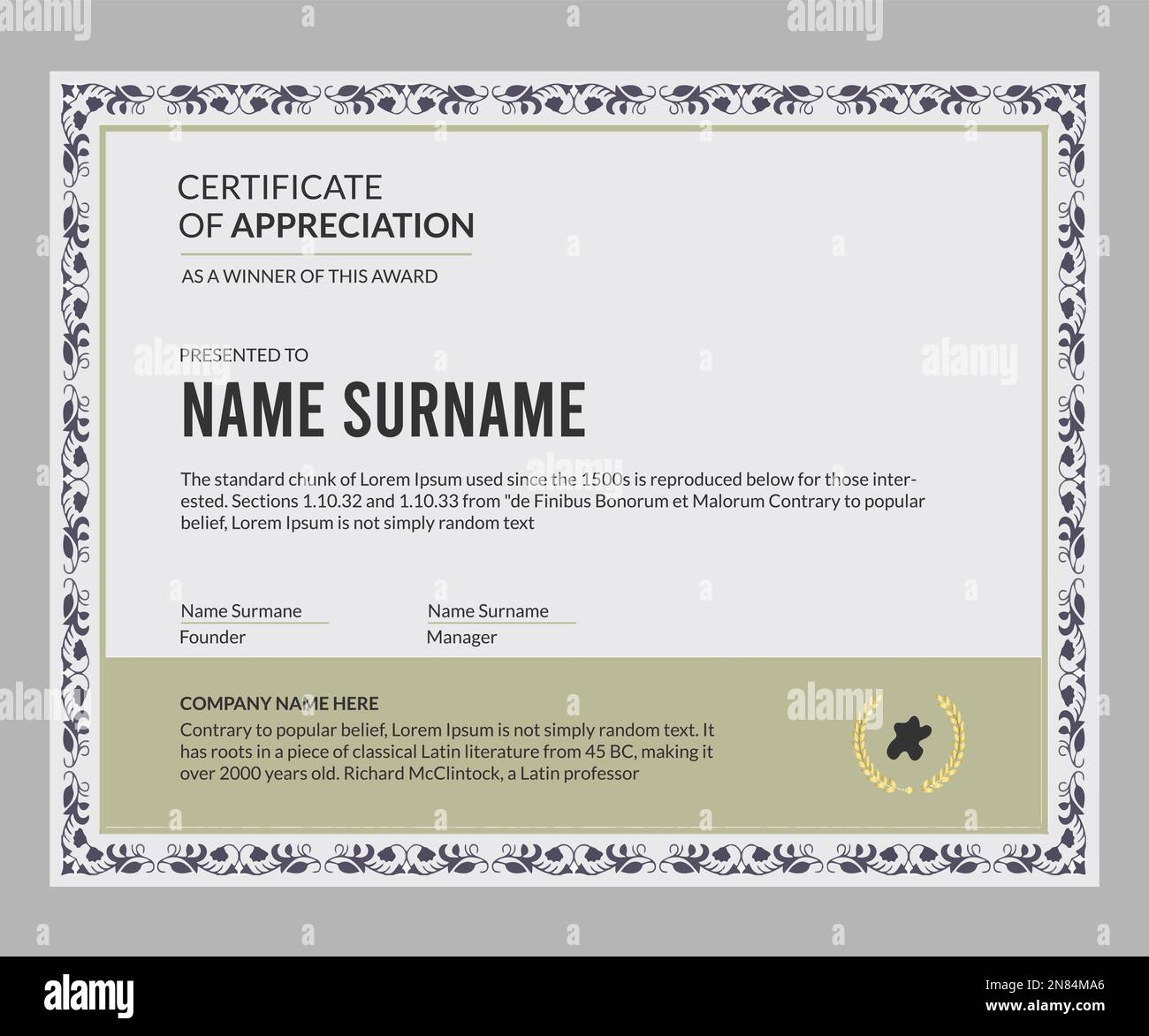 Corporate Appreciation Business Certificate Template Stock Vector Image