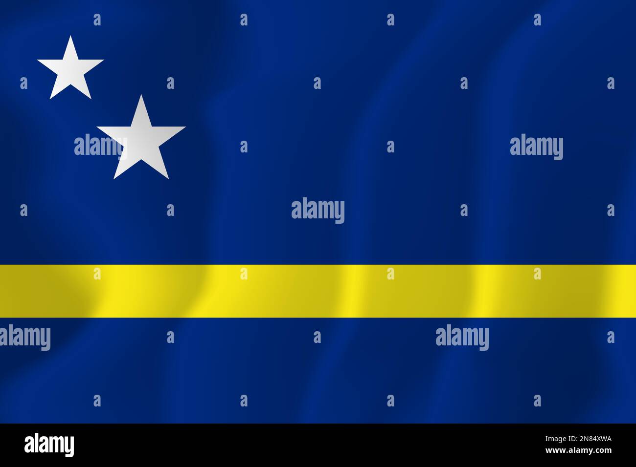 Curacao Waved Flag Illustration Vector Stock Vector