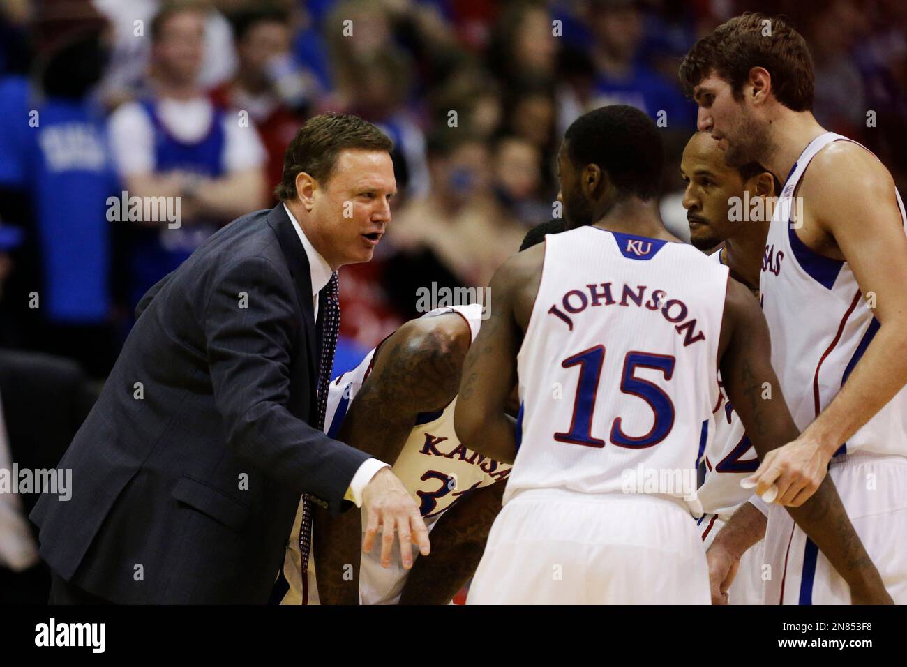 Kansas head coach Bill Self during the second half of an NCAA college
