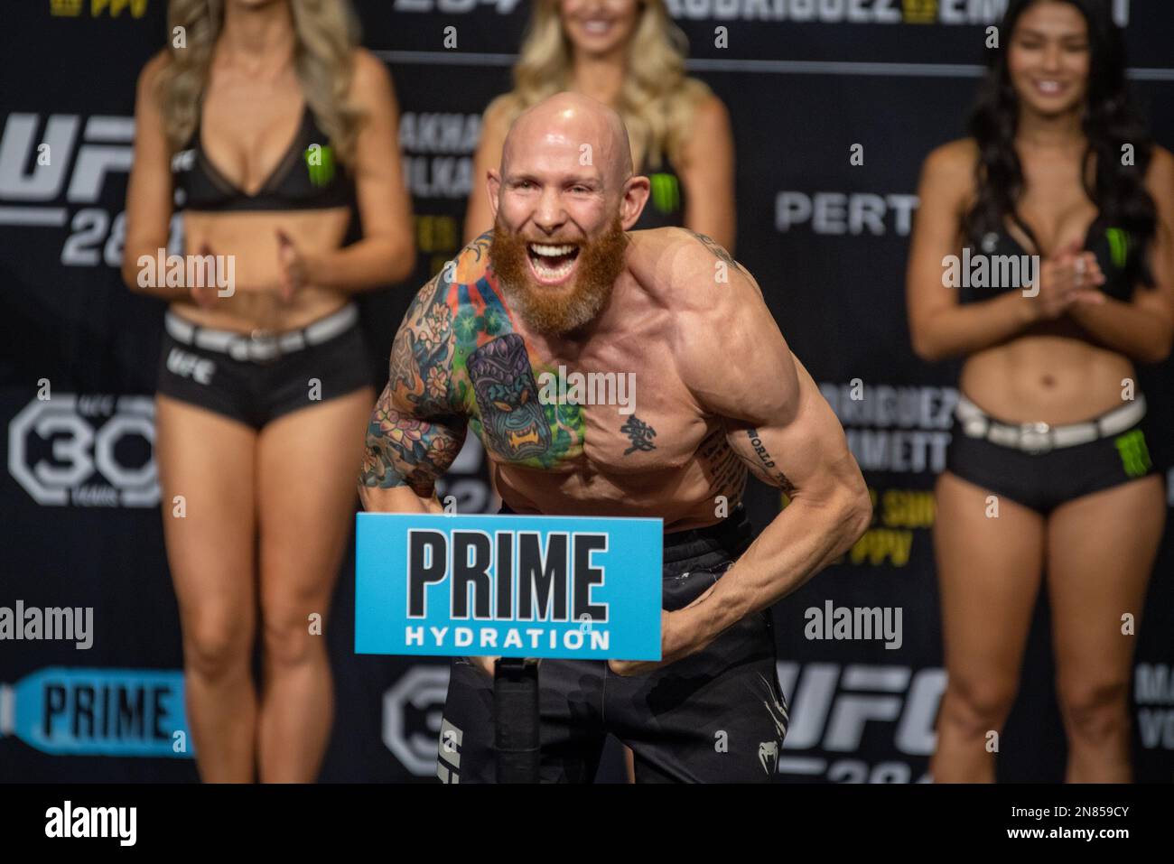 PERTH, AUSTRALIA FEBRUARY 11 Josh Emmett weighs in at 145 lbs at the UFC 284 weigh ins ahead PERTH, AUSTRALIA FEBRUARY 11 Josh Emmett weighs in at 145 lbs at the UFC 284 weigh ins ahead
