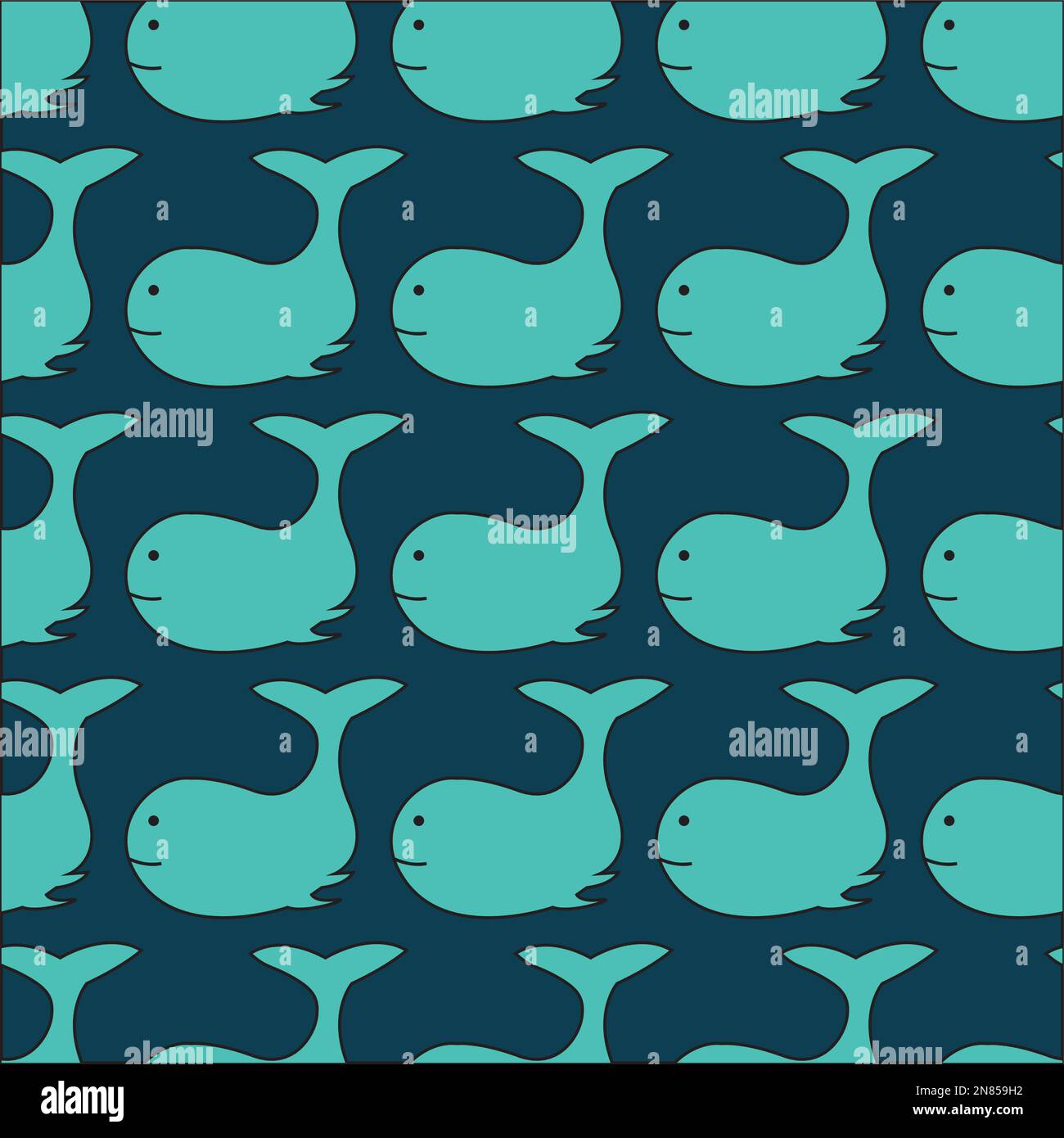 Cute Whale vector print. Marine seamless pattern with whales, cute ...