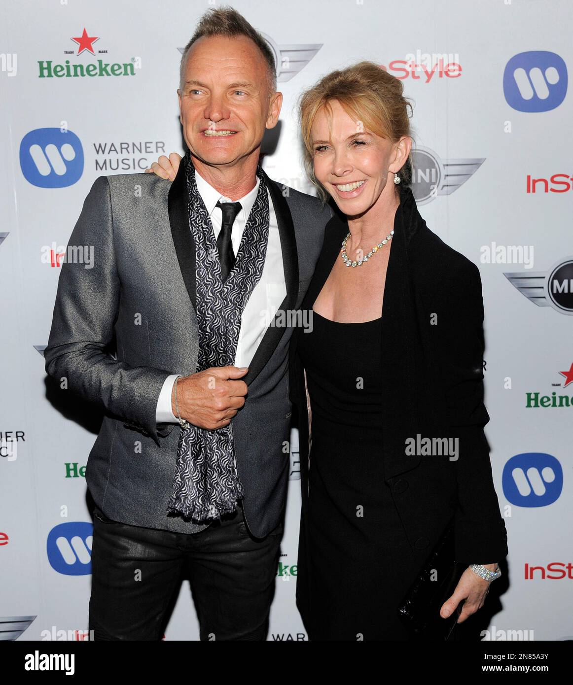 Recording artist Sting and his wife, Trudie Styler, pose together at ...