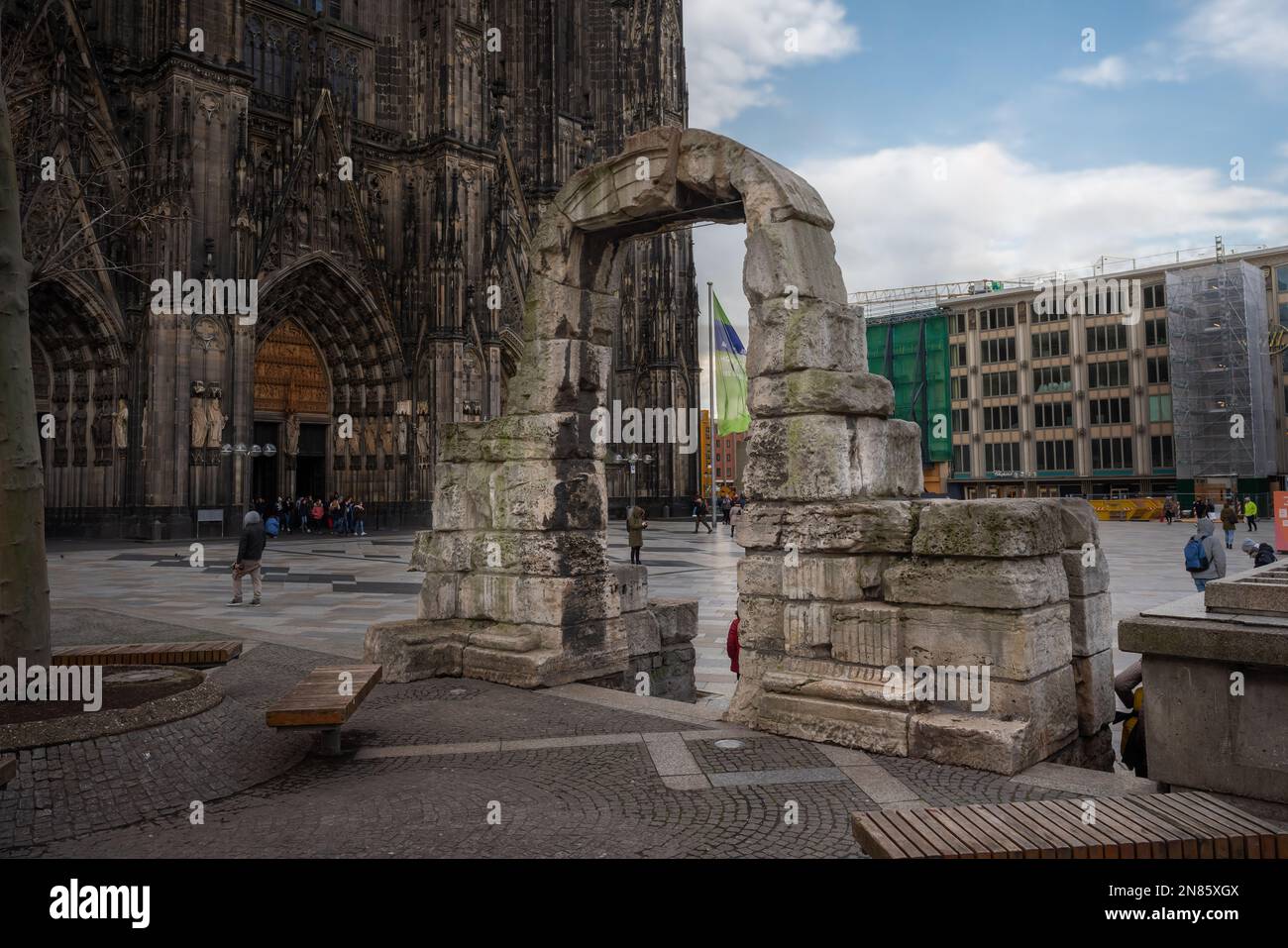 Ruins of the Side Portal of the Roman North Gate - Cologne, Germany Stock Photo