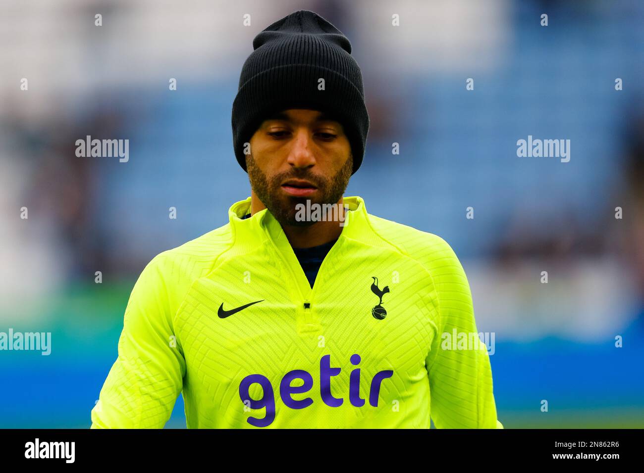 King Power Stadium, Leicester, UK. 11th Feb, 2023. Premier League Football, Leicester City versus Tottenham Hotspur; Lucas Moura of Tottenham Hotspur during the pre-match warm-up Credit: Action Plus Sports/Alamy Live News Stock Photo