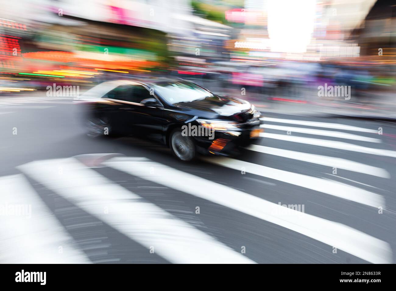 driving car in city traffic with camera made motion blur effect Stock ...