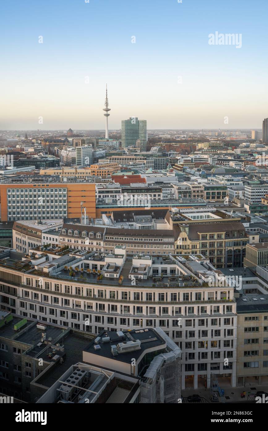 Aerial view of Hamburg with Heinrich Hertz Tower - Hamburg, Germany Stock Photo